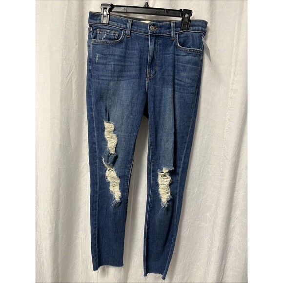 L'AGENCE Marcelle Blue Distressed Slim High Rise Jeans Size 27 - Picture 2 of 8